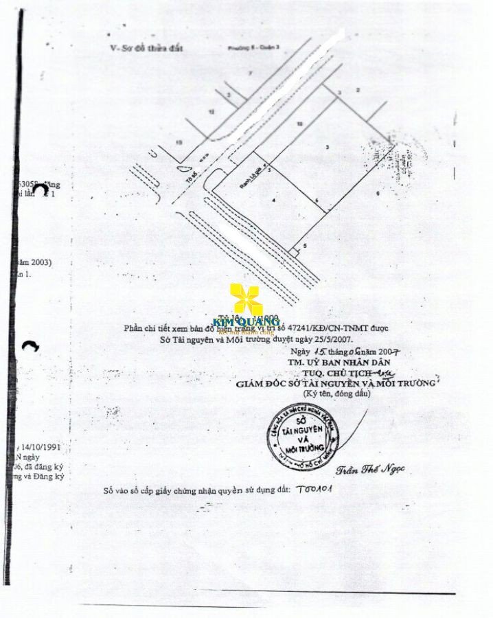 Hình chụp sơ đồ thửa đất của tòa nhà đường Nguyễn Thị Minh Khai quận 1