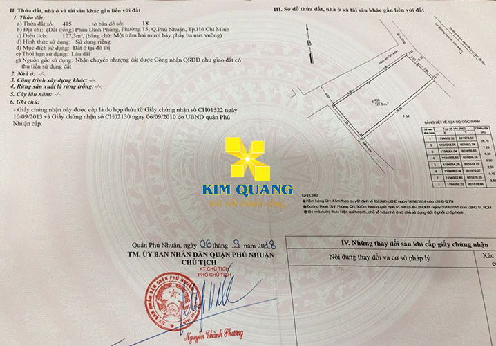 Giấy chứng nhận quyền sử dụng đất của nhà bán đường Phan Đình Phùng