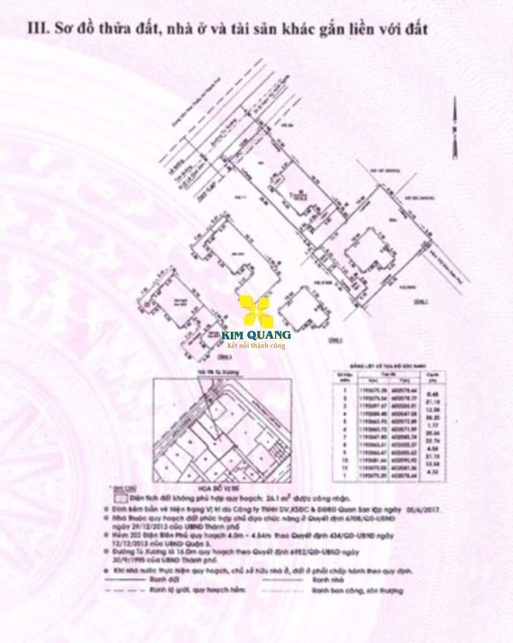 Hình chụp sơ đồ đất của biệt thự bán đường Tú Xương